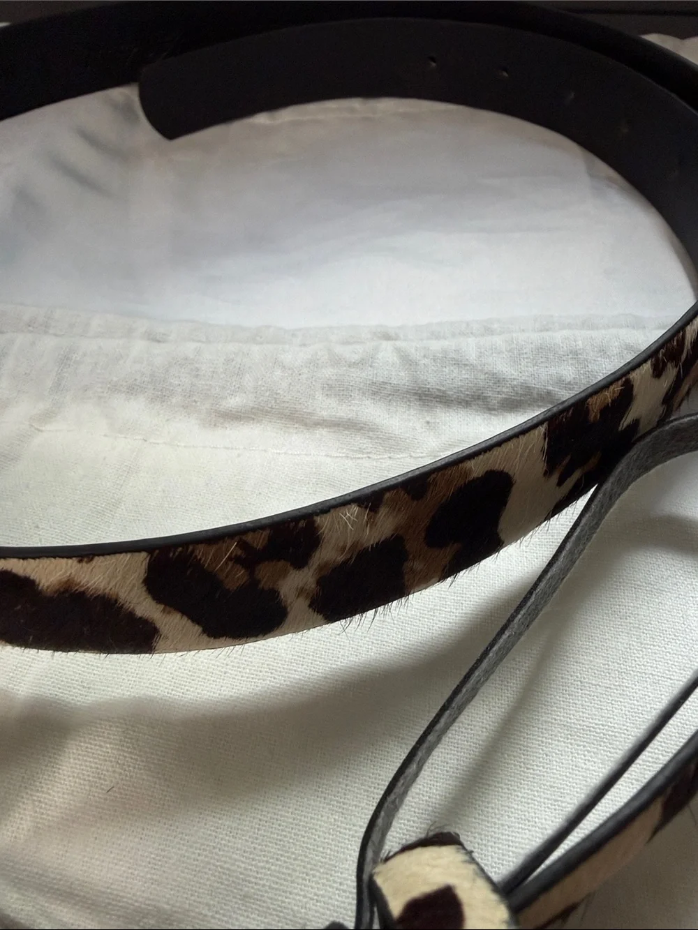 Leopard Print Leather Belt - Tan and Black